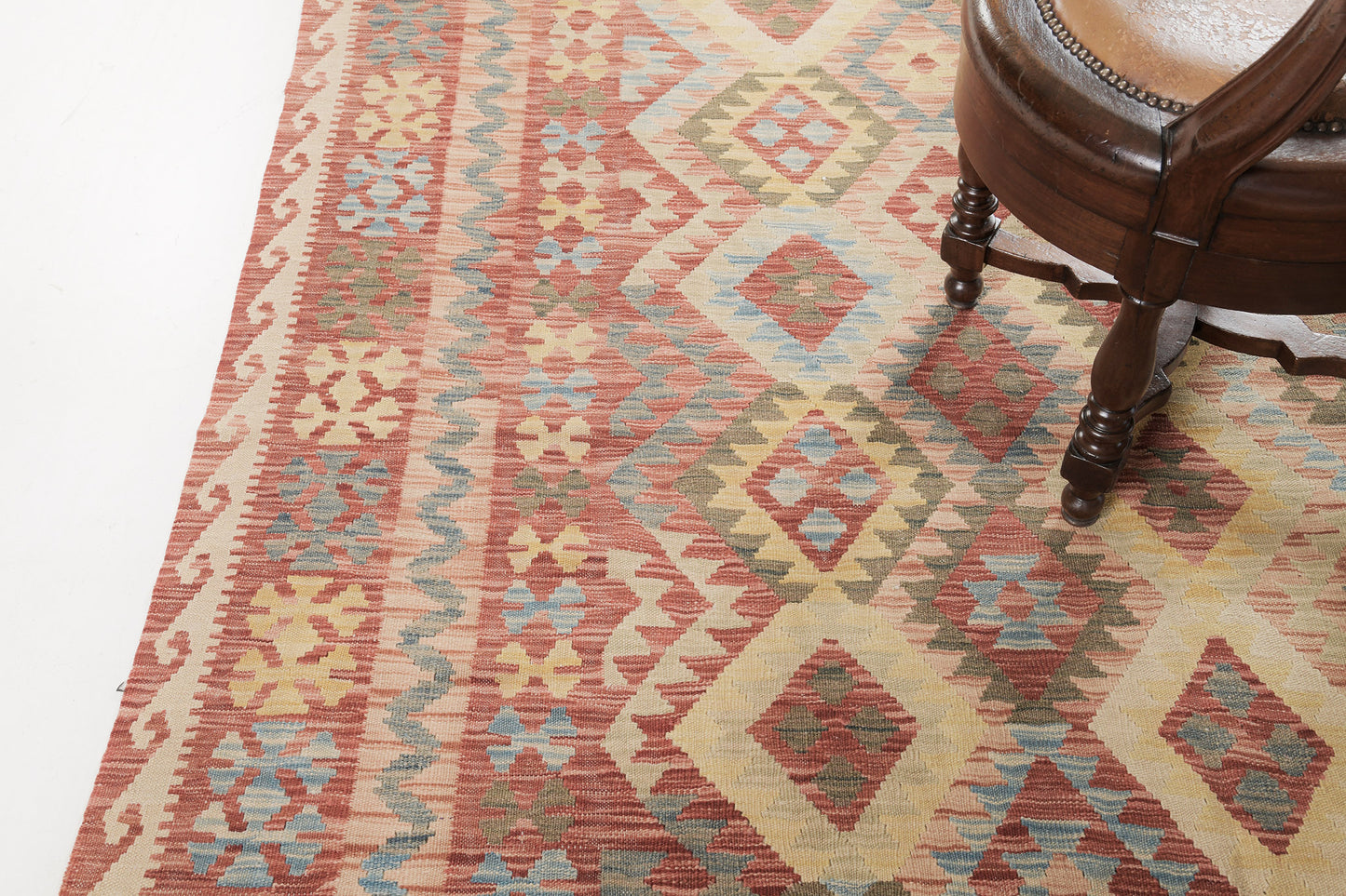 Vintage Style Tribal Natural Dye Flat Weave Kilim