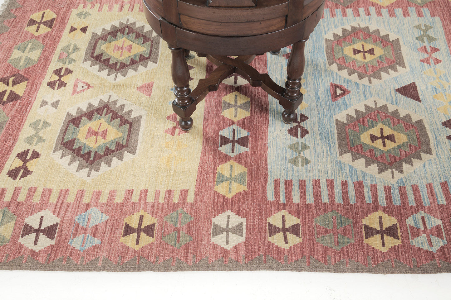 Vintage Style Tribal Natural Dye Flat Weave Kilim
