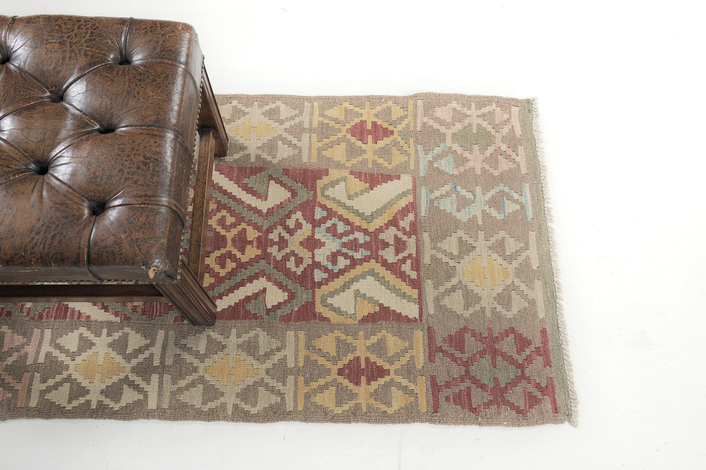 Vintage Style Tribal Natural Dye Flat Weave Kilim
