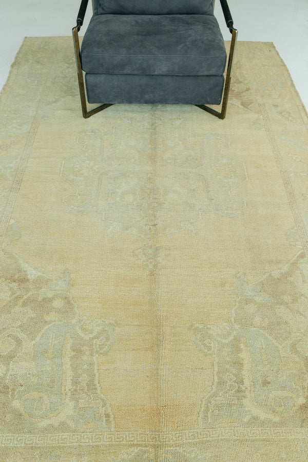 Vintage Turkish Anatolian Rug - hand-knotted in Turkey - overhead flat lay view [#58]