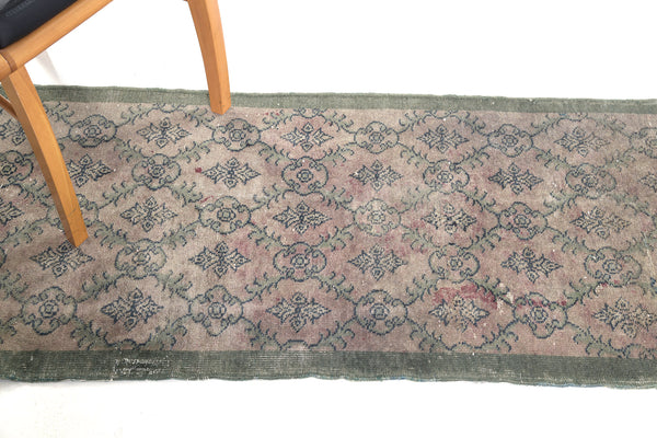 Overdyed Vintage Turkish Anatolian Runner - hand-knotted in Turkey - close-up of weave texture and pile [#7]
