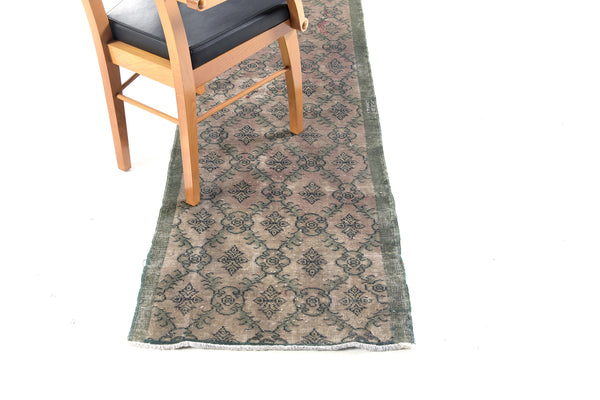 Overdyed Vintage Turkish Anatolian Runner - hand-knotted in Turkey - detailed border and fringe [#7]