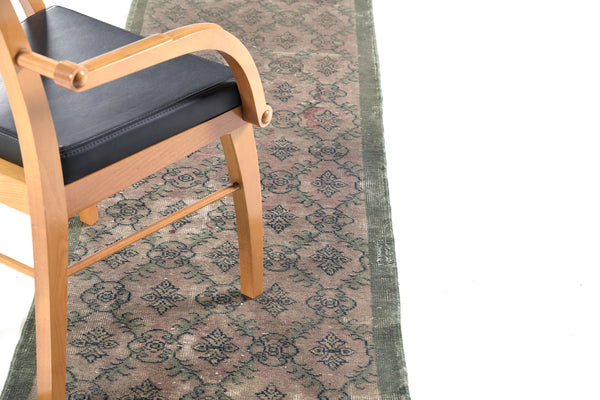 Overdyed Vintage Turkish Anatolian Runner - hand-knotted in Turkey - styled in room setting [#7]