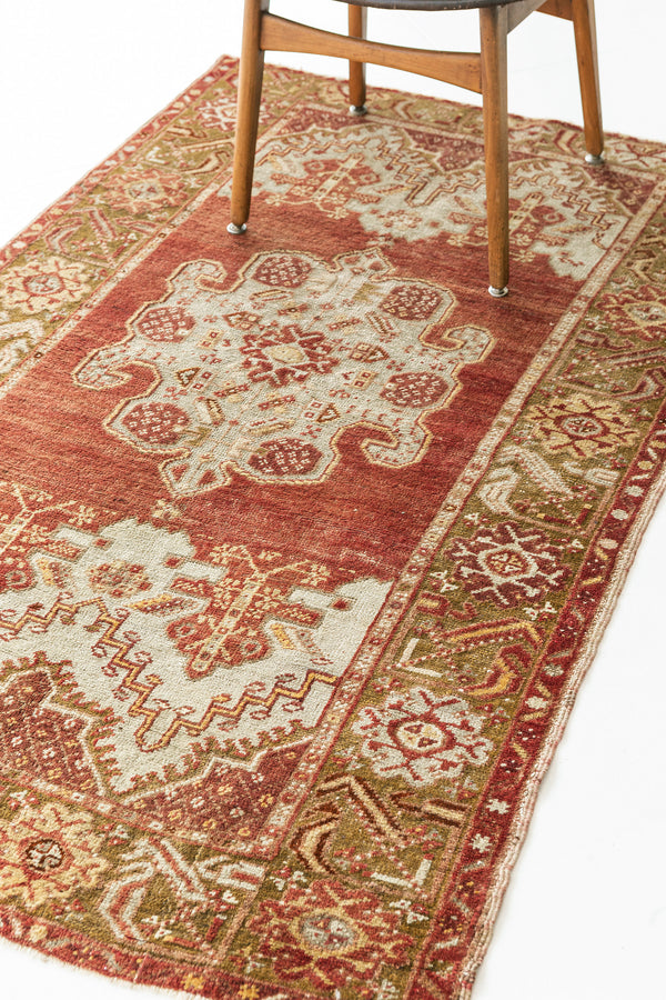 Vintage Turkish Anatolian Rug - hand-knotted in Turkey - styled in room setting [#20]
