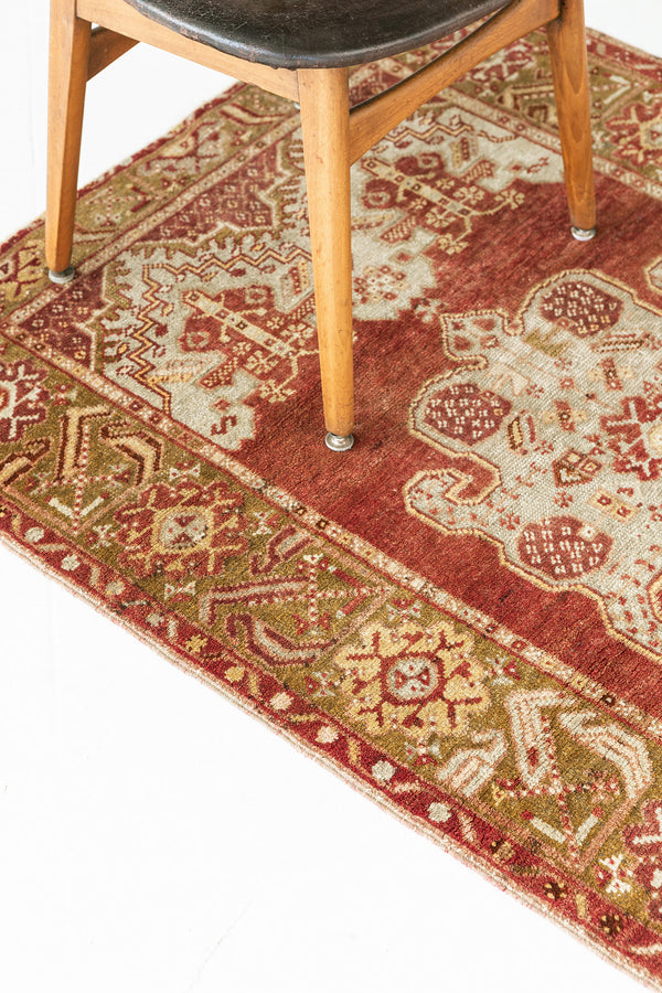 Vintage Turkish Anatolian Rug - hand-knotted in Turkey - overhead flat lay view [#20]