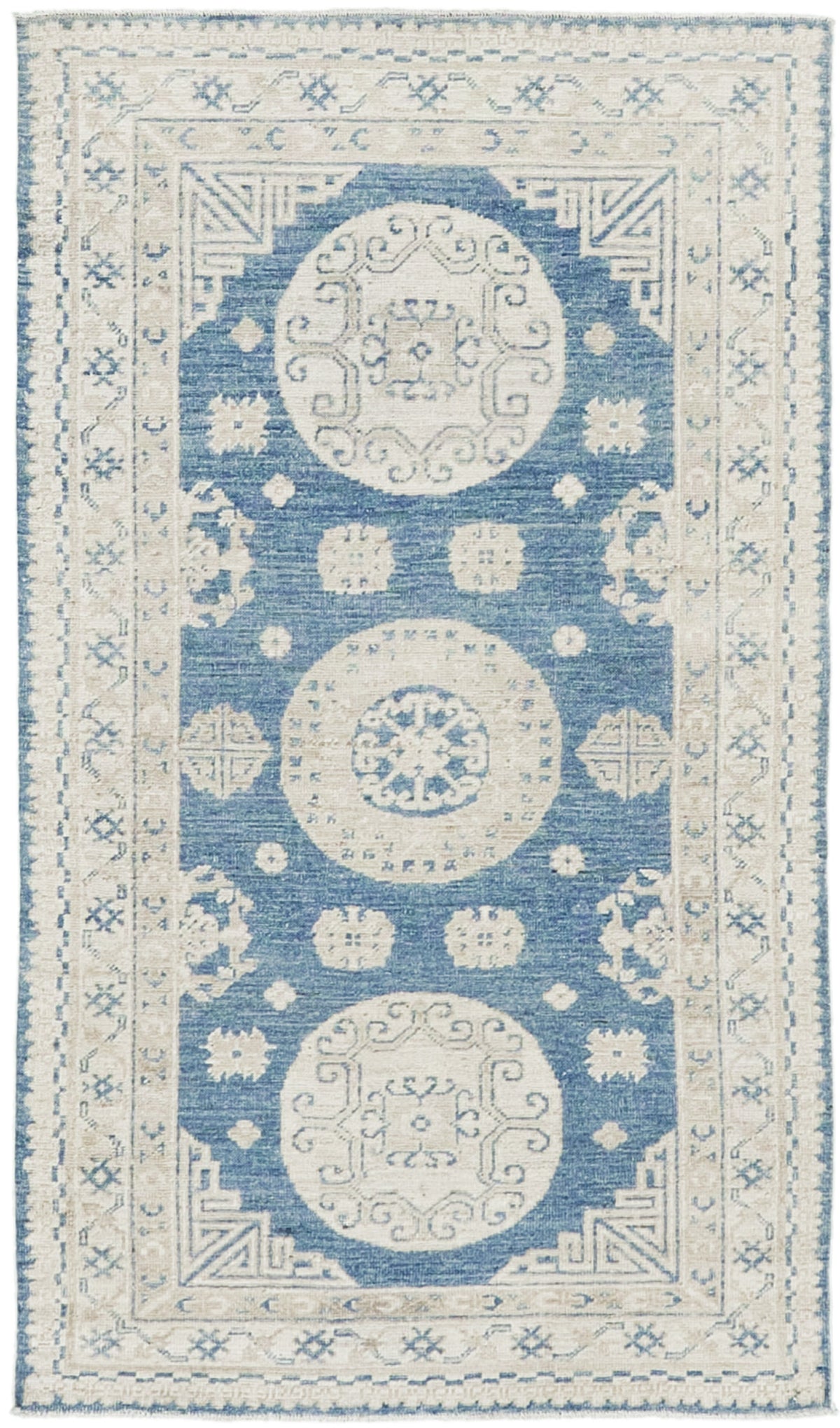 18th Century Khotan Design Revival Safira - 18th-century, East Turkestan Khotan - one-of-a-kind handmade area rug [#1] (2)