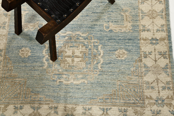 18th Century Khotan Design Revival Safira - 18th-century, East Turkestan Khotan - overhead flat lay view (2)