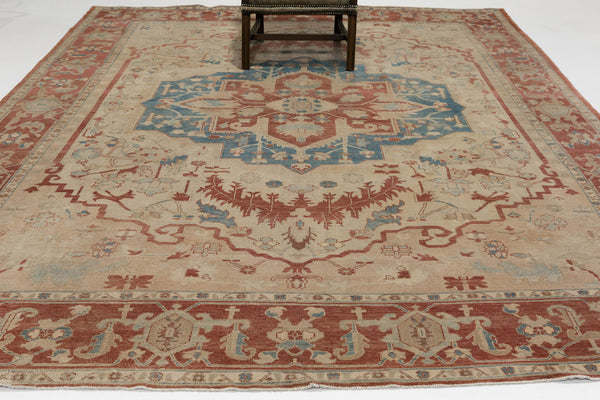 Vintage Style Antique Serapi Revival Bliss Collection - artisan revival weave - styled in room setting
