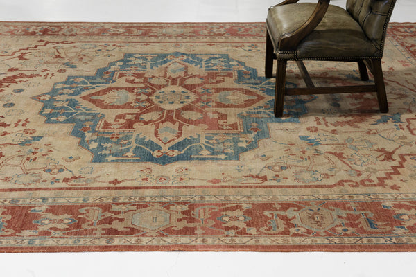 Vintage Style Antique Serapi Revival Bliss Collection - artisan revival weave - close-up of weave texture and pile