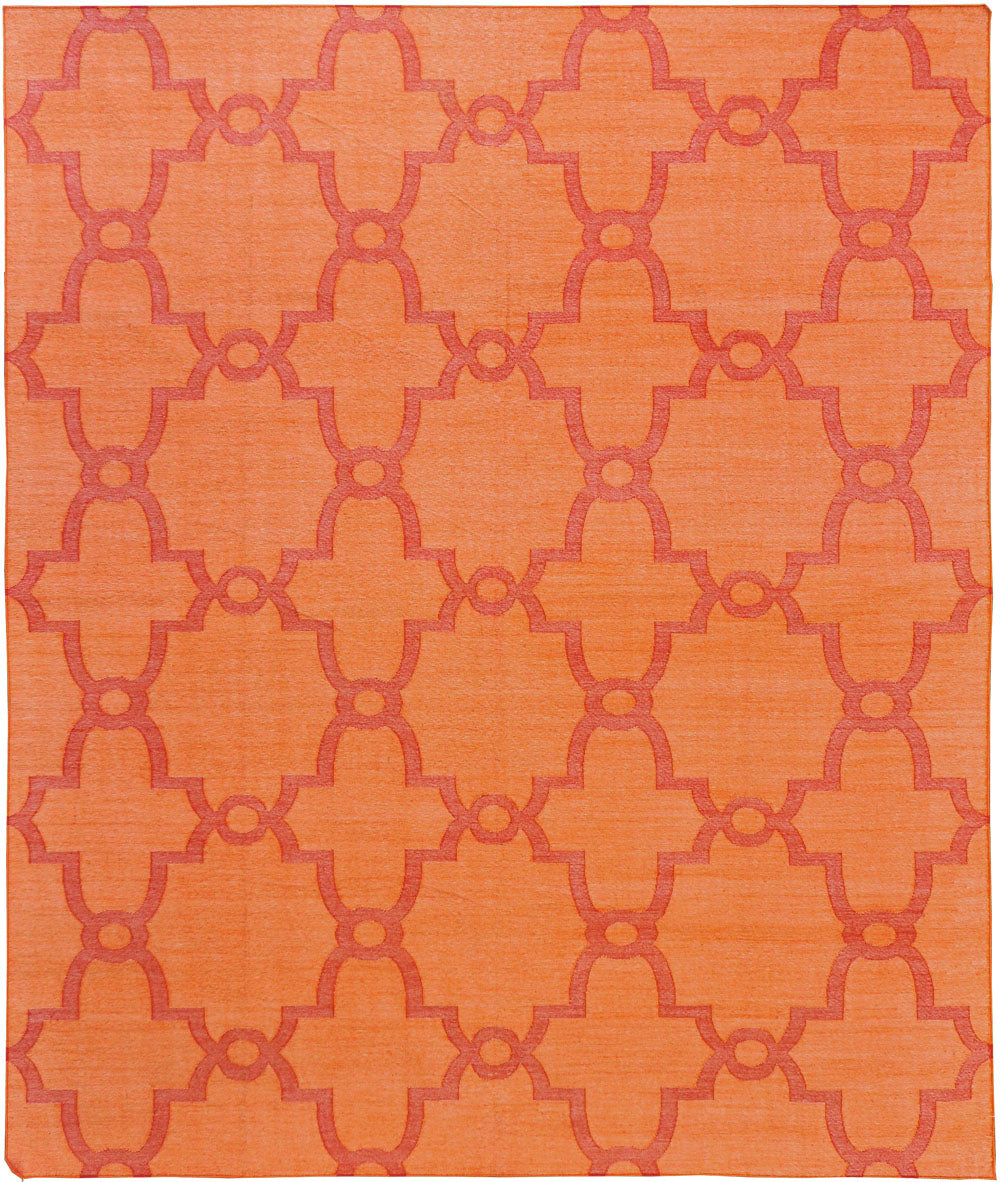 Contemporary Flat-Weave Rug Cielo Collection Hojas Tangerine - one-of-a-kind handmade area rug