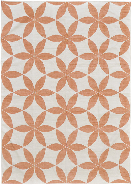 Contemporary Flat-Weave Rug Cielo Collection Flora Tangerine