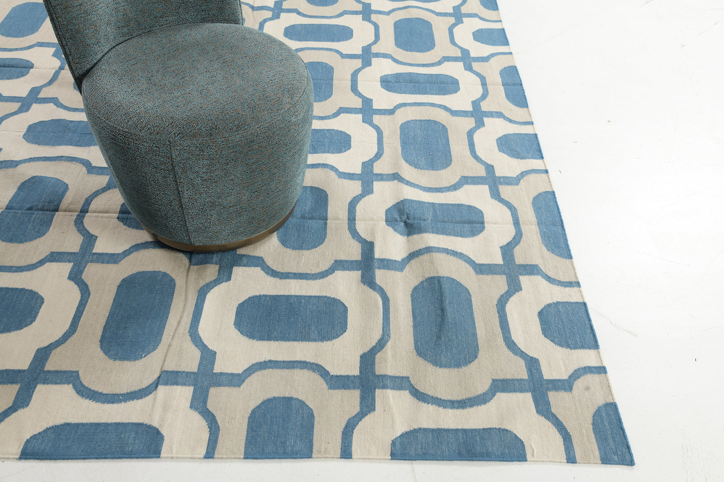 Contemporary Flat-Weave Rug Cielo Collection Gems Peacock