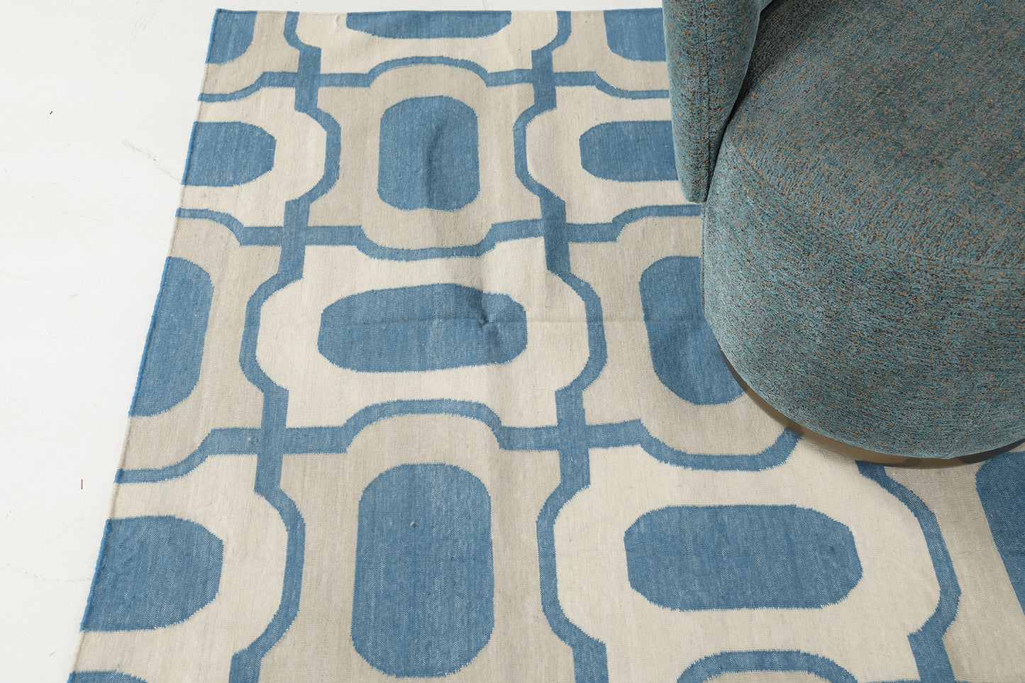 Contemporary Flat-Weave Rug Cielo Collection Gems Peacock