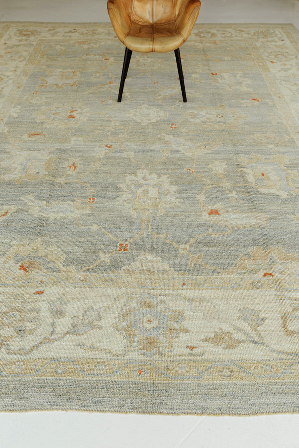 Turkish Oushak Revival Rug - hand-knotted in Turkey - styled in room setting [#3]