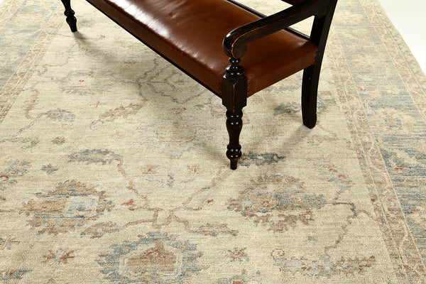 Turkish Oushak Revival Rug - hand-knotted in Turkey - overhead flat lay view [#5]