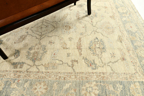 Turkish Oushak Revival Rug - hand-knotted in Turkey - full length showing color variation [#5]