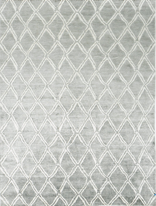 Modern Rug Image 7746 Modern Design Bamboo Silk Rug Palisade Embossed