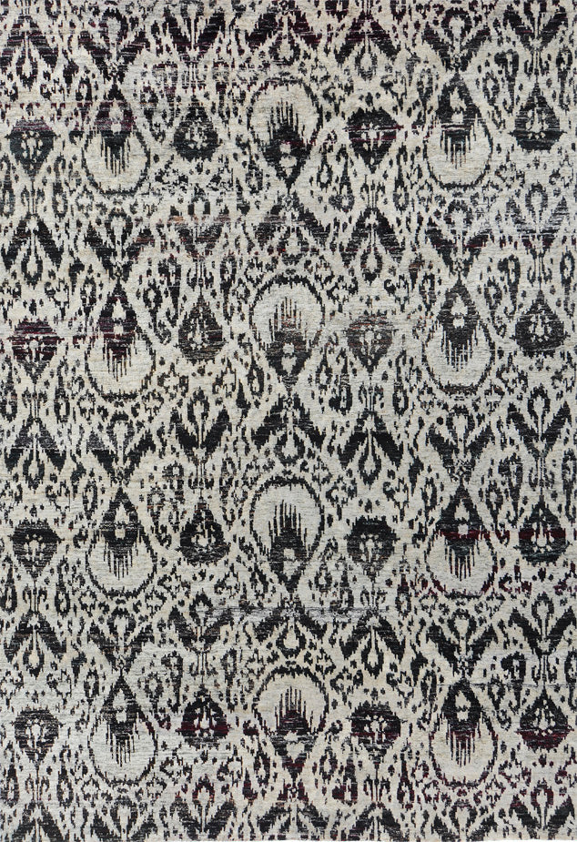 Ikat Design Rug Sari Silk - pure silk - one-of-a-kind handmade area rug
