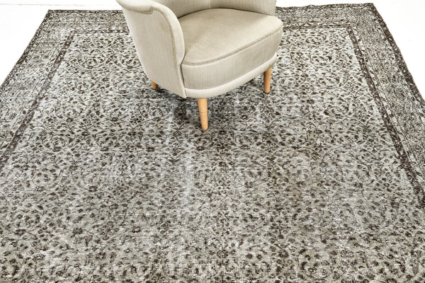 Vintage Distressed Turkish Anatolian Rug - hand-knotted in Turkey - styled in room setting [#2]