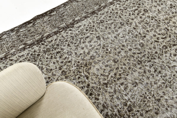 Vintage Distressed Turkish Anatolian Rug - hand-knotted in Turkey - overhead flat lay view [#2]