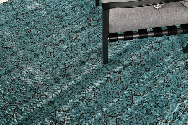Overdyed Vintage Turkish Anatolian Rug - hand-knotted in Turkey - overhead flat lay view [#9]