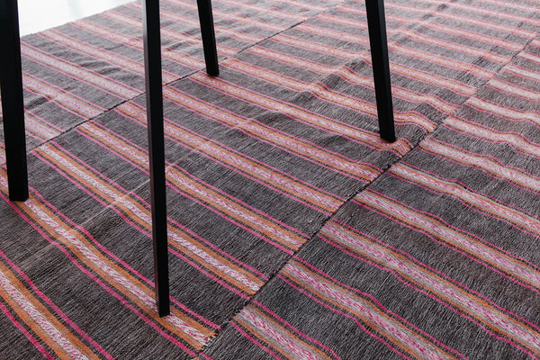 Turkish Tisse Kilim Flat Weave Rug - flat-weave kilim, hand-knotted in Turkey - overhead flat lay view [#37]