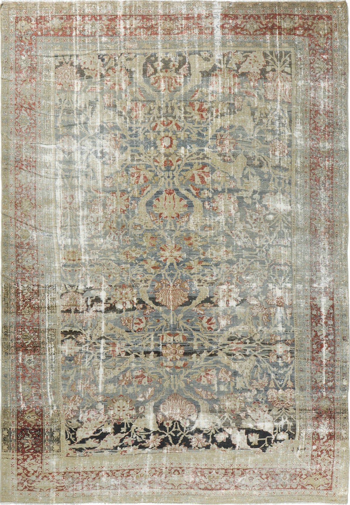 Antique Persian Sultanabad Distressed Rug 26380