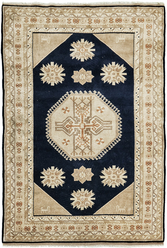 Vintage Romanian Medallion Design Rug