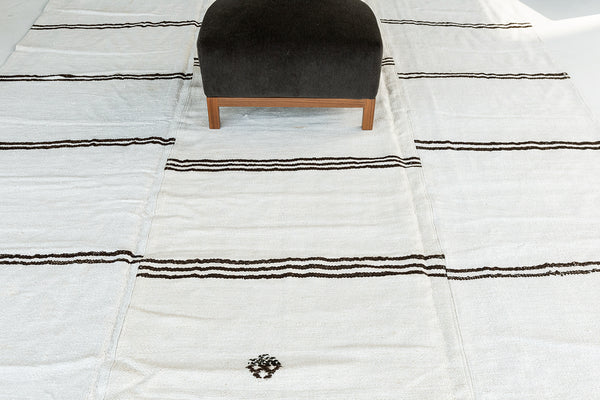 Vintage Anatolian Turkish Flat Weave Kilim - flat-weave kilim, hand-knotted in Turkey - styled in room setting [#44]