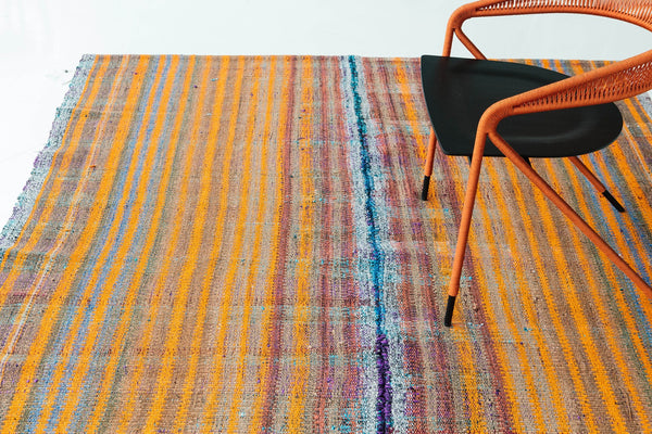 Turkish Tisse Kilim Flat Weave Rug - flat-weave kilim, hand-knotted in Turkey - overhead flat lay view [#22]