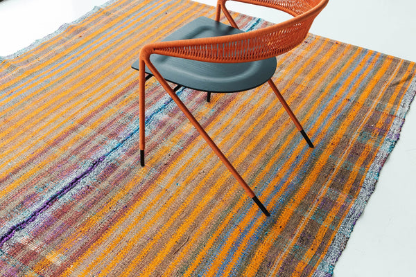 Turkish Tisse Kilim Flat Weave Rug - flat-weave kilim, hand-knotted in Turkey - close-up of weave texture and pile [#22]