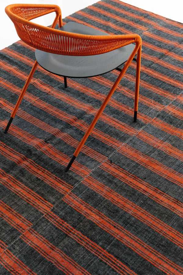 Turkish Tisse Kilim Flat Weave Rug - flat-weave kilim, hand-knotted in Turkey - overhead flat lay view [#16]