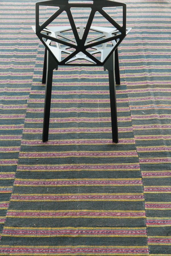 Turkish Tisse Kilim Flat Weave Rug - flat-weave kilim, hand-knotted in Turkey - overhead flat lay view [#18]