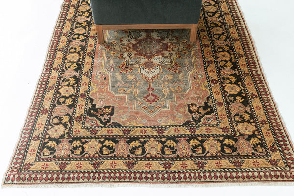 Vintage Turkish Anatolian Rug - hand-knotted in Turkey - styled in room setting [#16]
