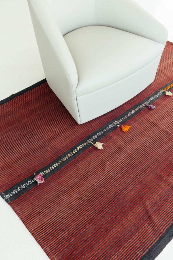 Vintage Anatolian Turkish Flat Weave Kilim - flat-weave kilim, hand-knotted in Turkey - styled in room setting [#16]
