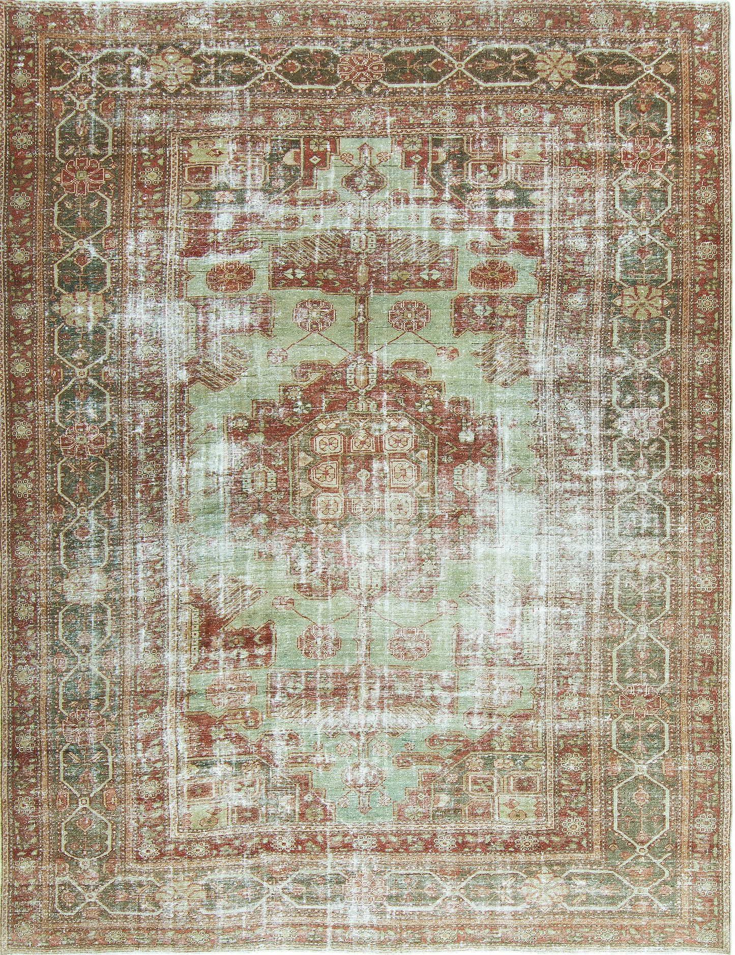 Antique Persian Mahal Distressed Rug 27215