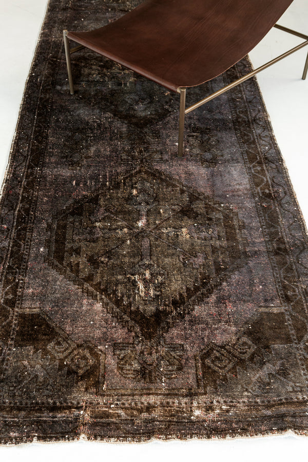 Overdyed Vintage Turkish Anatolian Runner - hand-knotted in Turkey - close-up of weave texture and pile [#3]