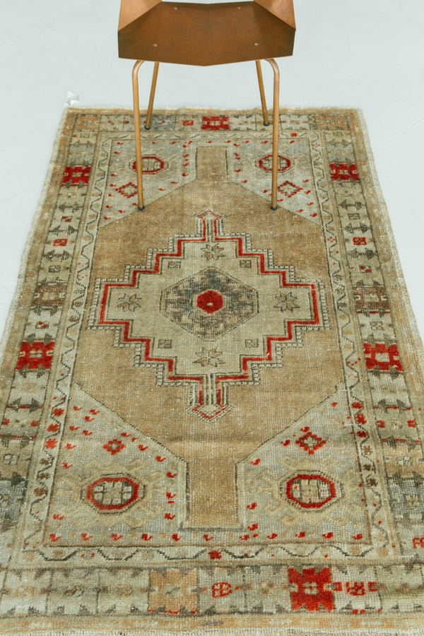 Antique Turkish Oushak Rug - hand-knotted in Turkey - styled in room setting [#3]