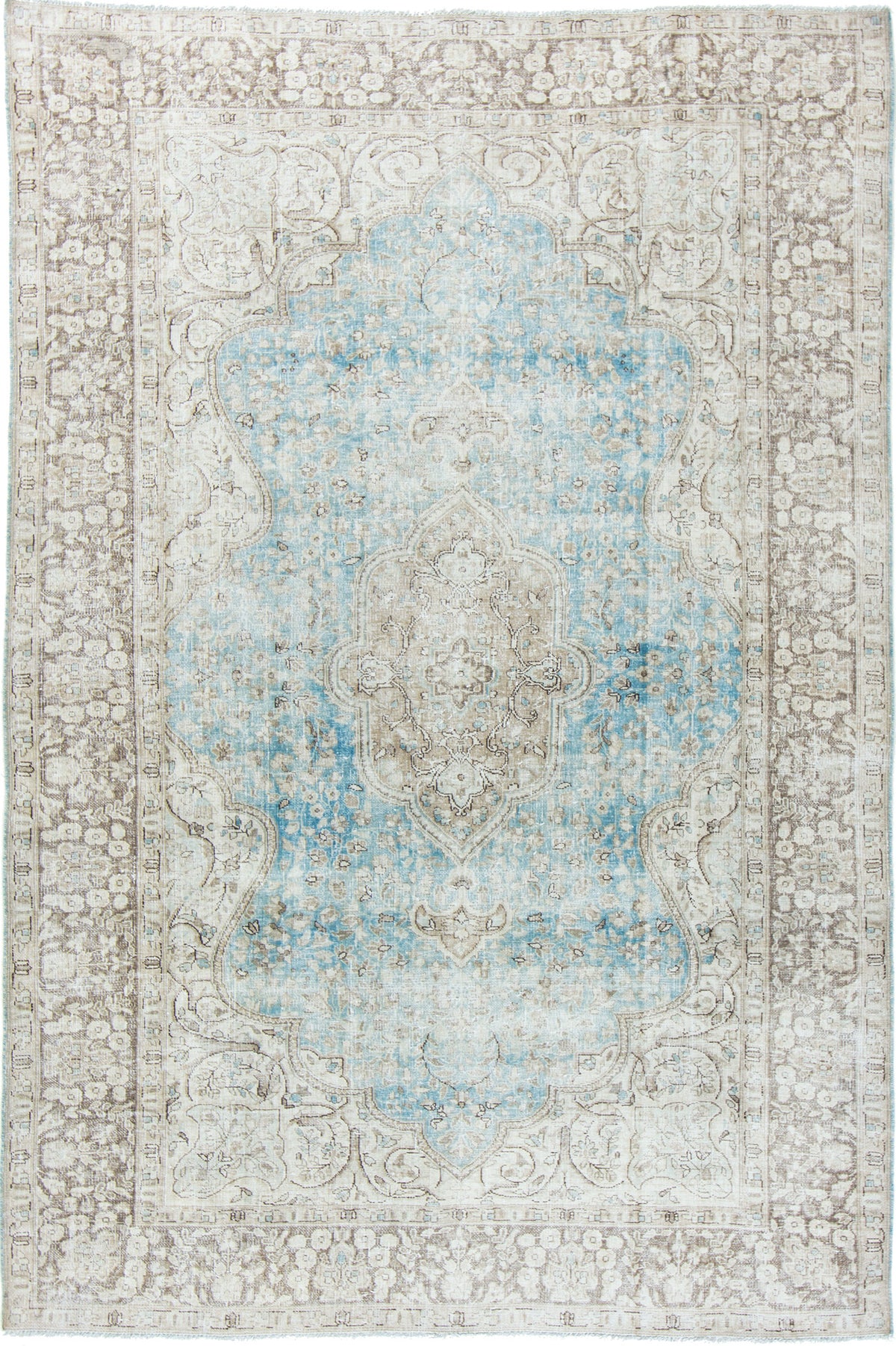 Vintage Tabriz Distressed Rug - one-of-a-kind handmade area rug [#3]
