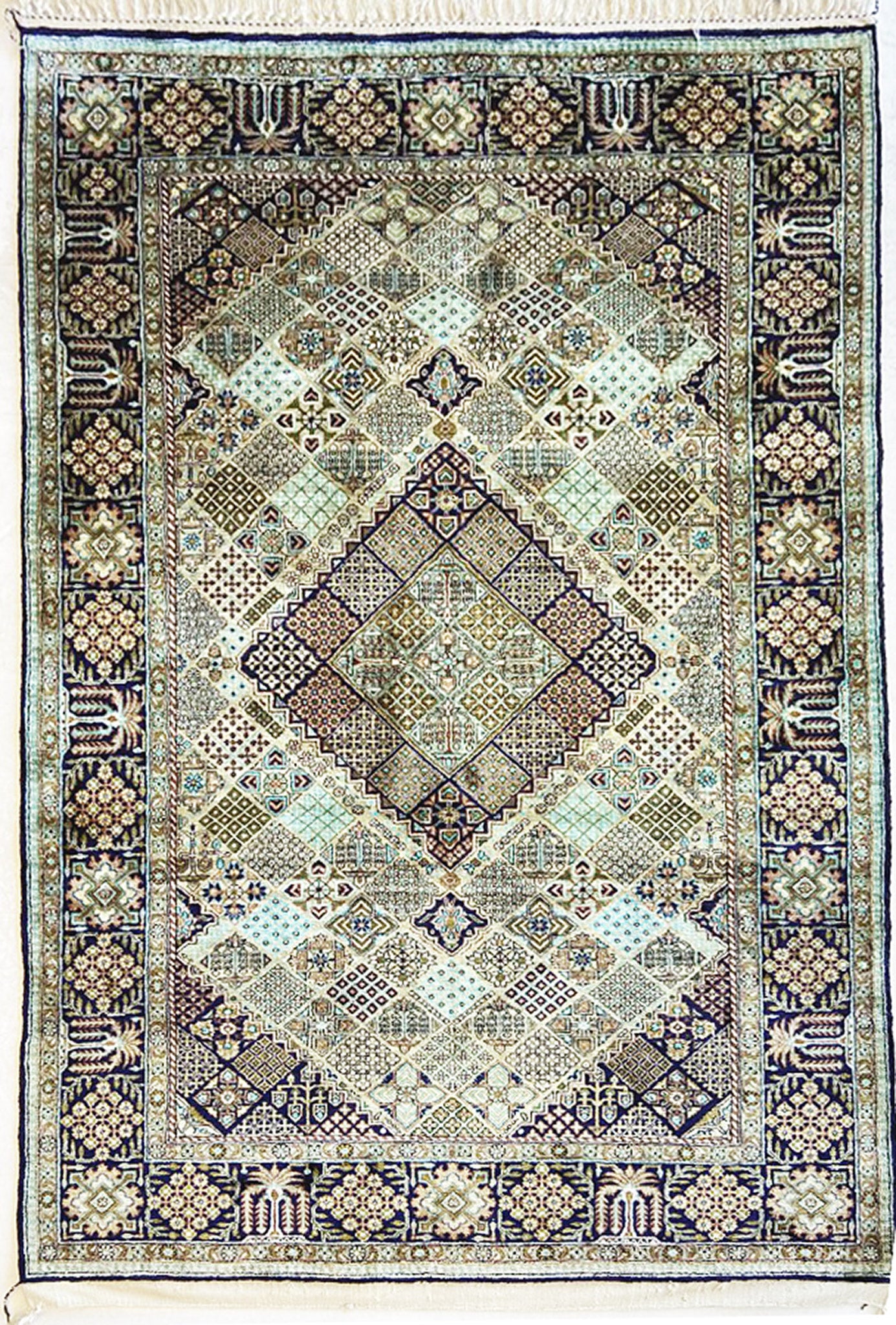 Fine Persian Pure Silk Qum Joshegan Design Rug 28406
