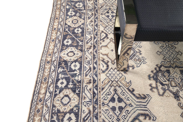 Antique Turkish Oushak Rug - hand-knotted in Turkey - overhead flat lay view [#18]