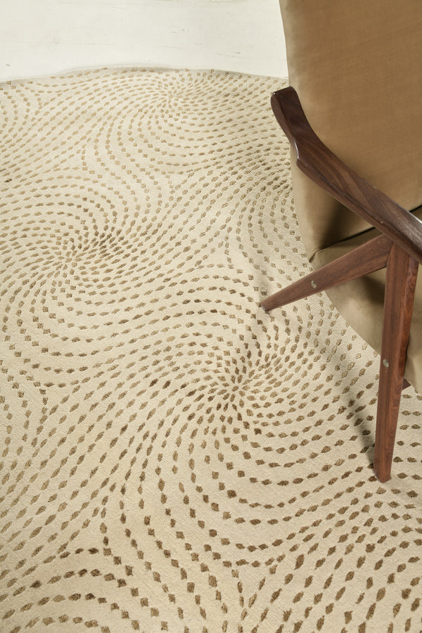 Modern Nepalese Round Rug - close-up of weave texture and pile