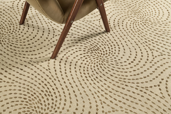 Modern Nepalese Round Rug - styled in room setting