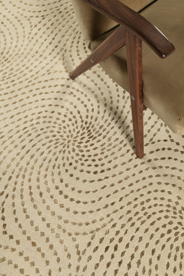 Modern Nepalese Round Rug - overhead flat lay view