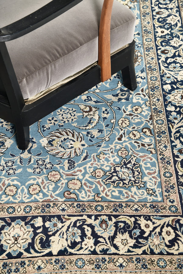 Persian Rug 3039 Persian Qum Rug Wool with Silk Flower