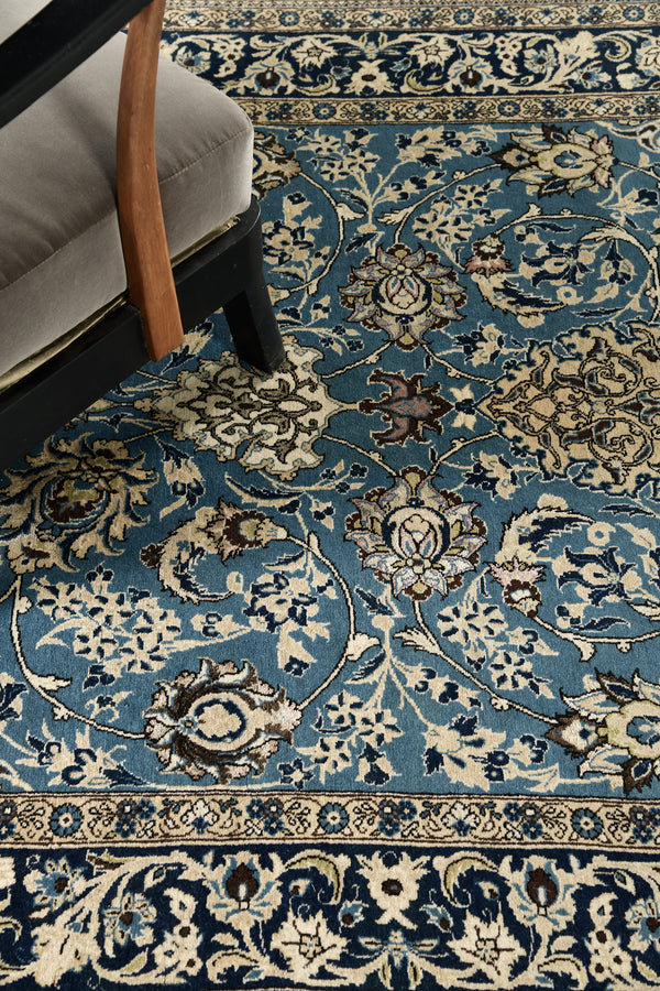 Persian Rug 3036 Persian Qum Rug Wool with Silk Flower