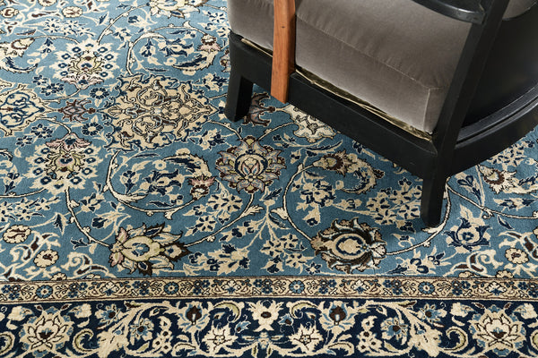 Persian Rug 3037 Persian Qum Rug Wool with Silk Flower