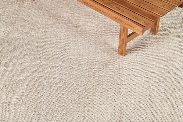 Hemp Sand Flatweave, Loam Collection, White Shell - full length showing color variation [#3]