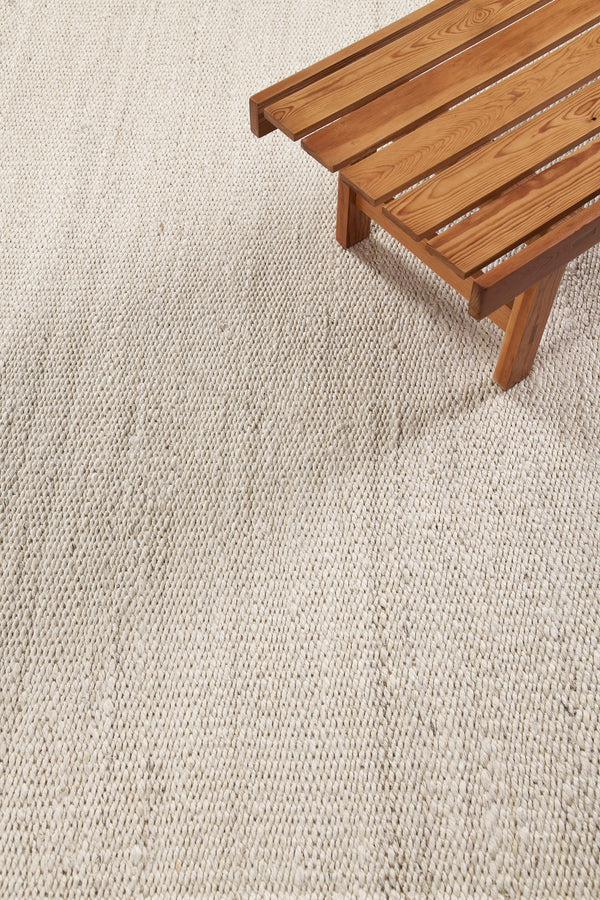 Hemp Sand Flatweave, Loam Collection, White Shell - styled in room setting [#3]