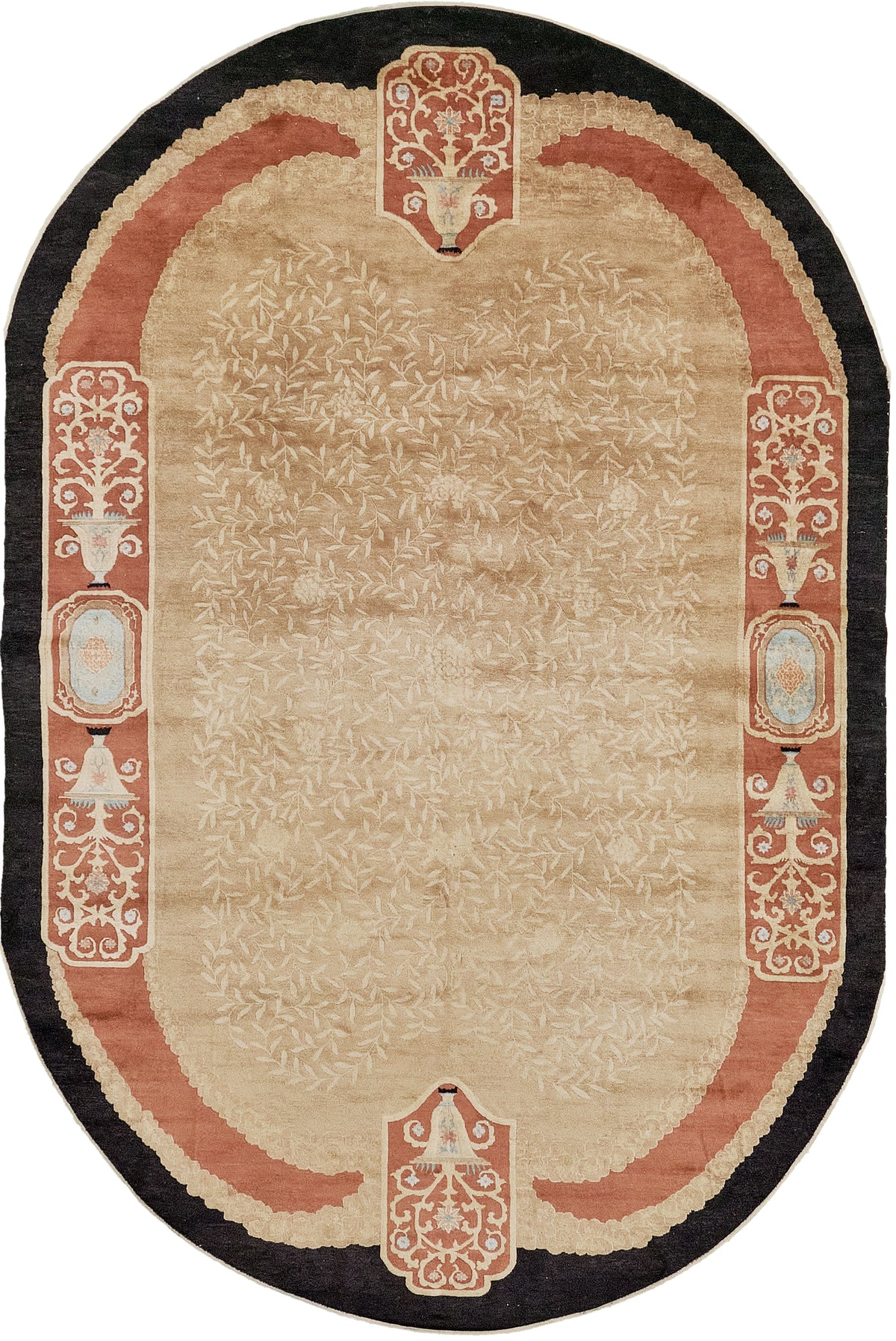 Antique Chinese Peking Oval Rug - hand-knotted in China - one-of-a-kind handmade area rug